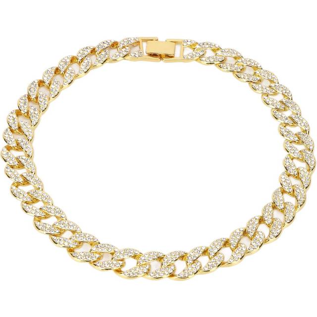 Mens Cuban Necklace 16 Inch Diamond Jewelry Hip Hop Necklace Miami Cuban Link ChainGold golden
