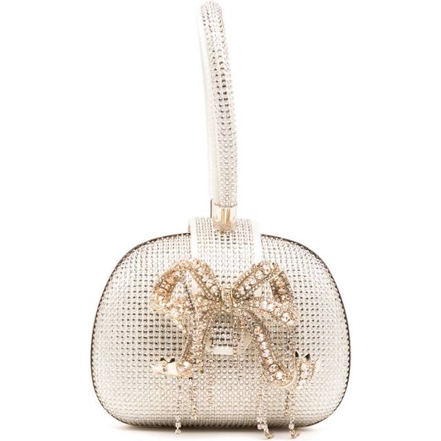Self-Portrait - rhinestone top-handle clutch bag - women - Elastane/Polyester - One Size - Gold