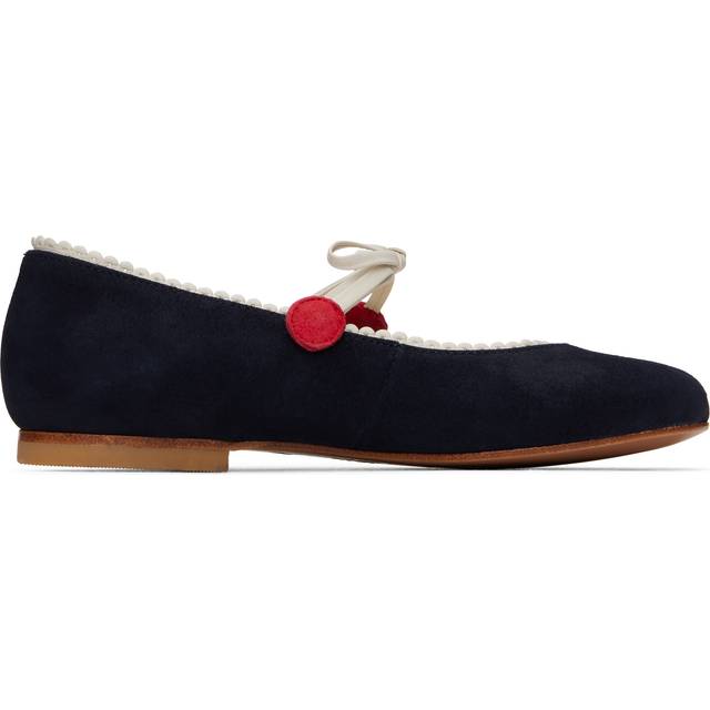 Bonpoint Girls Blue Suede Leather Ballerina Pumps - 26