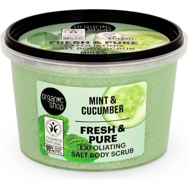 Organic shop fresh & pure exfoliating salt body scrub mint & cucumber, 250 ml