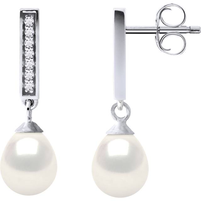 Diadema Womens - Earrings Real Freshwater Pearls - White Silver - One Size