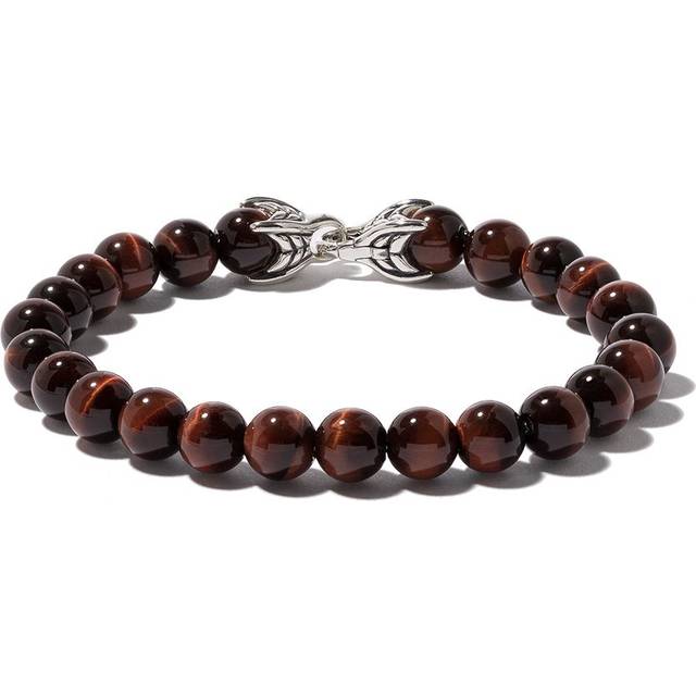 David Yurman - sterling silver Spiritual Beads bracelet (8mm) - men - Tiger eye/Silver - M - Brown