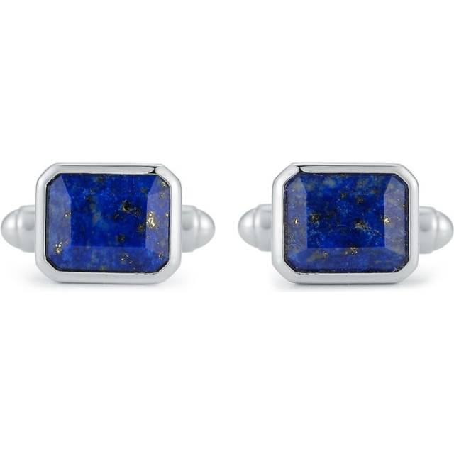 Mateo - Emerald Cut Lapis cufflinks - men - Sterling Silver/Lapis Lazuli - One Size