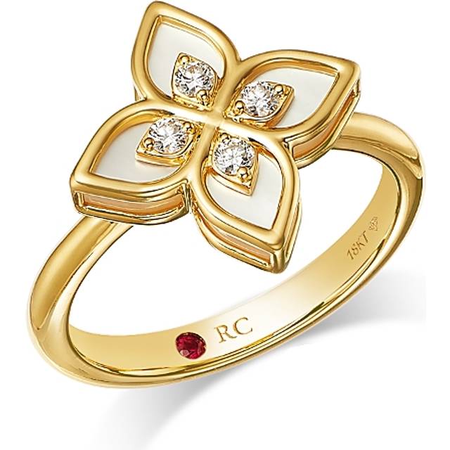 Roberto Coin 18K Yellow Gold Venetian Princess Mother of Pearl & Diamond Flower Ring