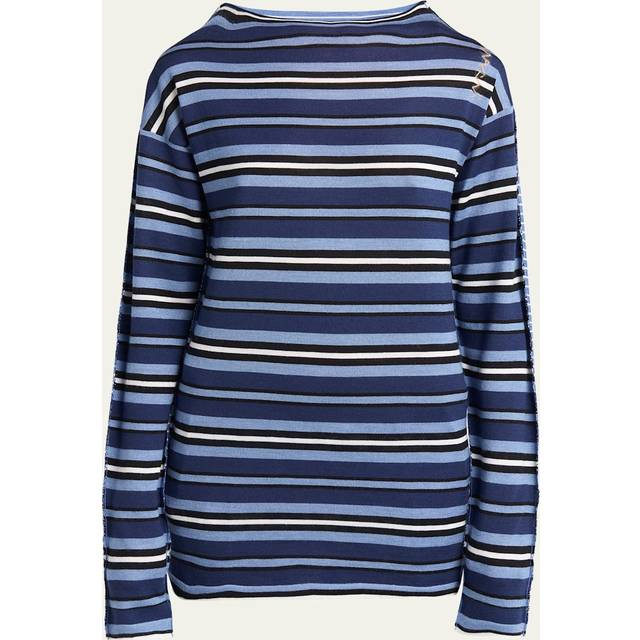 Stripe Wool Boat-Neck Sweater - INK - 40 IT (4 US)