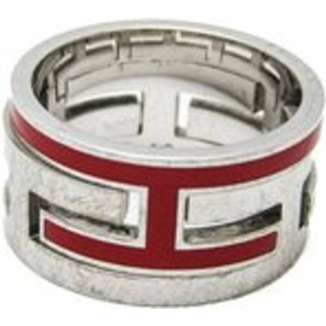 Womens Preloved Chane dAncre Red Enamel Ring Wo - Silver - Grey - One Size
