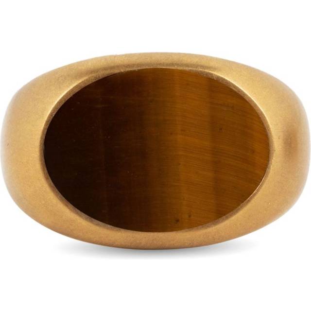 DRIES VAN NOTEN - stone signet ring - men - Gold Plated Brass/Tiger eye - L