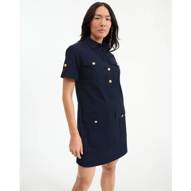 Lucca Short-Sleeve Cotton Shirtdress - NAVY - 12