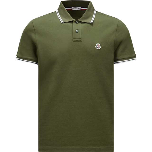 MONCLER COLLECTION Logo Patch Cotton Polo Shirt, Men, Green, Size: L