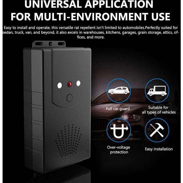 Car Under Hood Animal Repeller Rodent Rat Repellent Mice Repeller Deterrent Device with LED Strobe black
