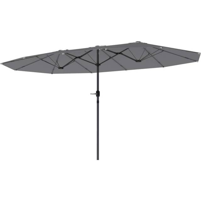 Dubbelparasoll 436 x 260 cm, UV-skydd Stålparasoll med handvev, ovalt Balkongparasoll Strandparasoll Vindtätt Stall Market Parap