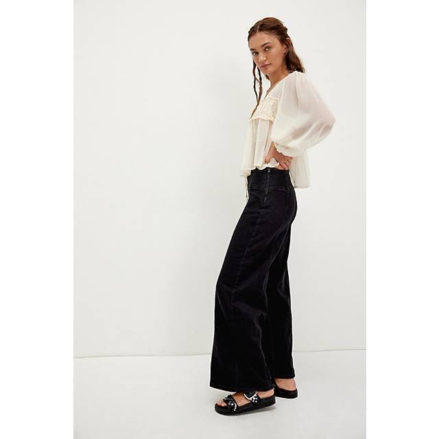We The Free Spotlight High-Rise Wide-Leg Jeans in Cool Black, Size: 29