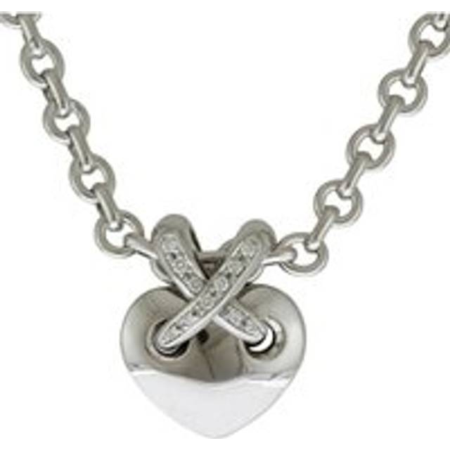 Womens Preloved Liens Heart Pendant Necklace Wo - Silver - Grey - One Size