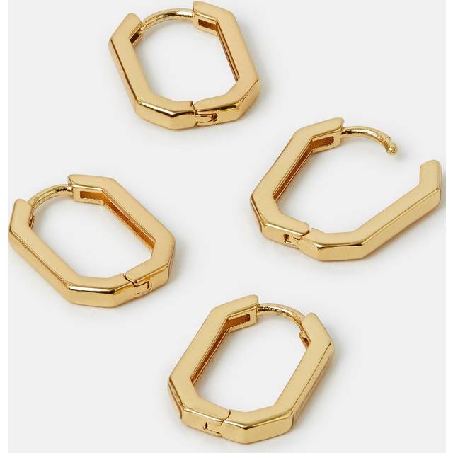 2-Pack 14ct Gold-plated Rectangular Hoop Earrings - Accessorize - One Size