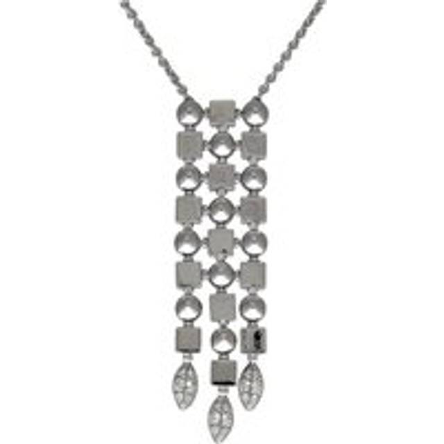 Womens Preloved Geometric Pendant Necklace Wo - Silver - Grey - One Size