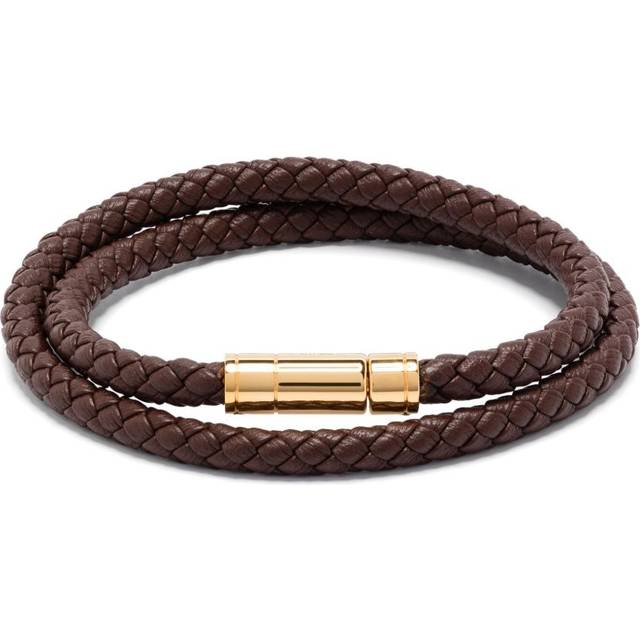 TOM FORD - braided leather bracelet - men - Calf Leather/Gold Plated Brass - M