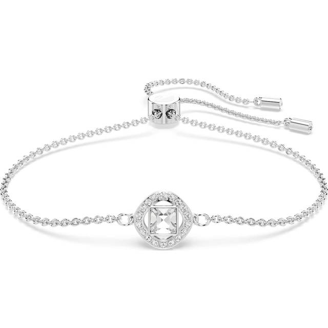 Bracelet, Round cut, White, Rhodium plated