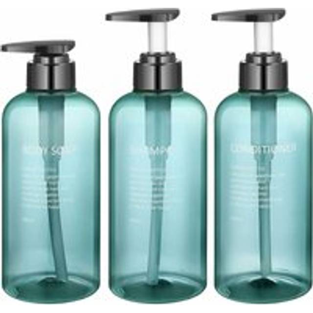 AlwaysH 3 Pieces Empty Pump Bottle, 500ML/16.9oz Refillable Pump Bottle, Empty Shampoo Bottle for Shower Gel Conditioner Lotion (Blue)