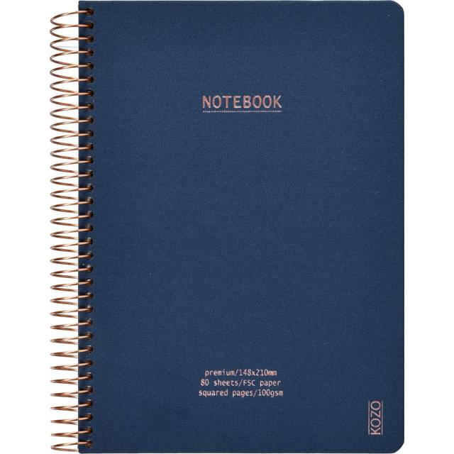 Kozo Premium Anteckningsbok | A5 | Rutat | Marin