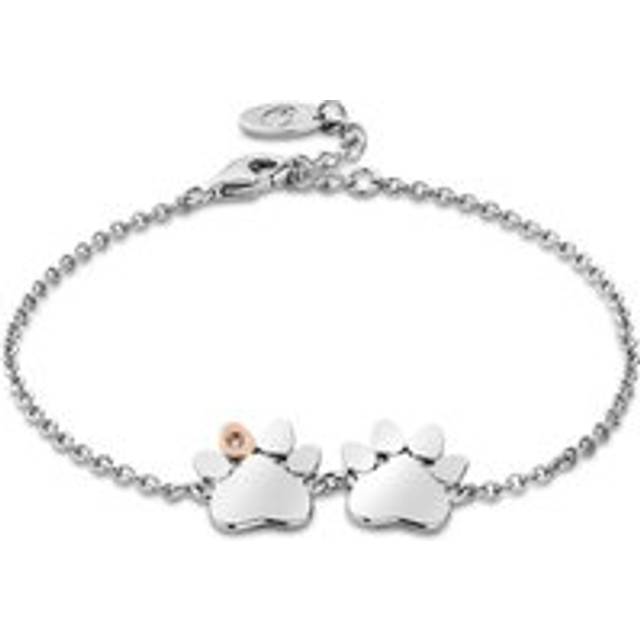 Clogau Paw Prints on My Heart Silver Double Paw Bracelet