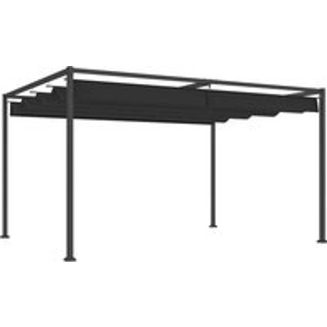Outsunny 4 X 3m Metal Pergola, With Retractable Canopy Roof - Black