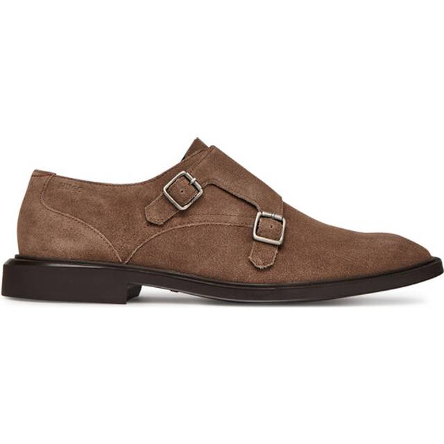 Suede monk shoes with twin strap - Light Beige