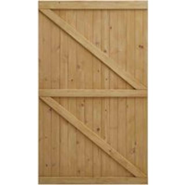 Livingandhome Pine Wood Garden Gate with Latch - Natural, Brown