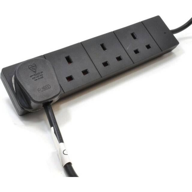 4 gang uk plug mains extension lead 0.5m, 1m, 2m, 3m, 5m, 10m, 15m black cable