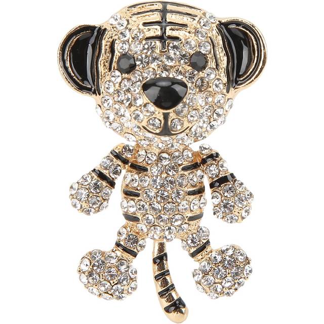 Rhinestone Brooch Cute Tiger Shape Fashionable Exquisite Brooch Pin for Women Clothes Decoration golden