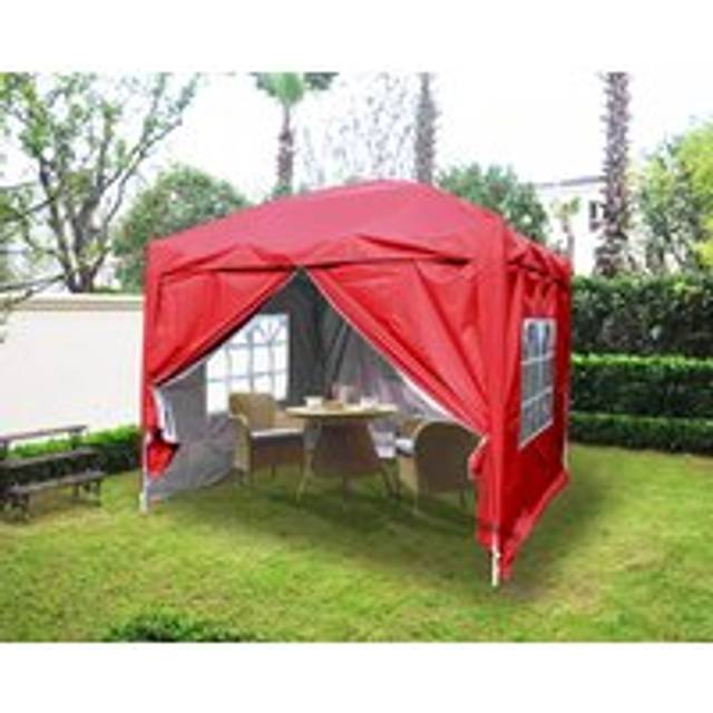 2.5x2.5 m Outdoor Pop Up Gazebo Party Marquee Tent with 4 Leg Weights Red