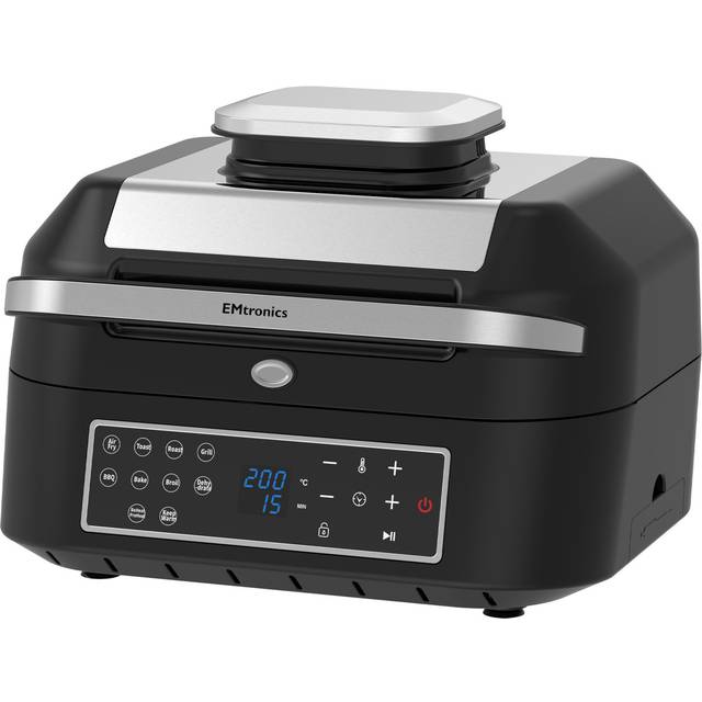 Emtronics Health Grill And Air Fryer 6.3L With Crisper And Temperature Probe, Black
