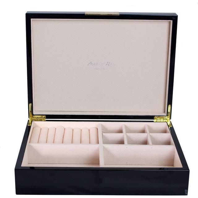 Large Black Jewellery Box with Gold