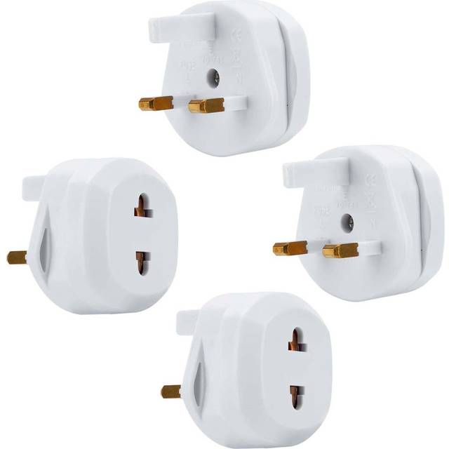 (White, 4x UK auf USA) Intirilife 4x Socket Conversion Adapter Set of 4 UK Type G to USA Schuko Power Supply Plug Converter Travel Conversion Connecto
