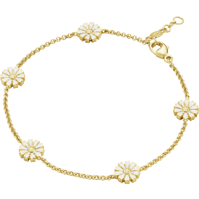 Georg Jensen Daisy armbånd i forgyldt med hvid emalje Ø7 mm