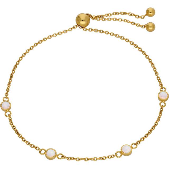 Gold Plated Sterling Silver Multi CZ Opal Adjustable Bracelet