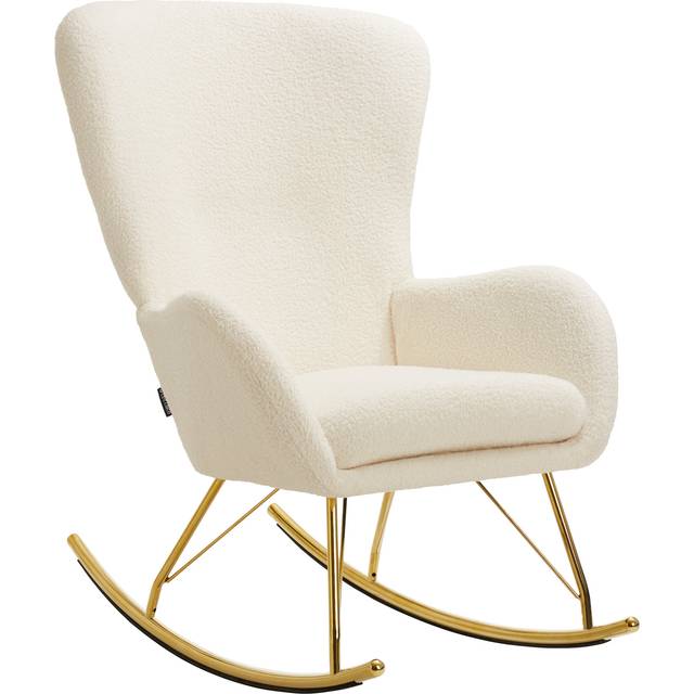 Rocking Chair Swing - armchair with steel runners and thick padding - cream/gold