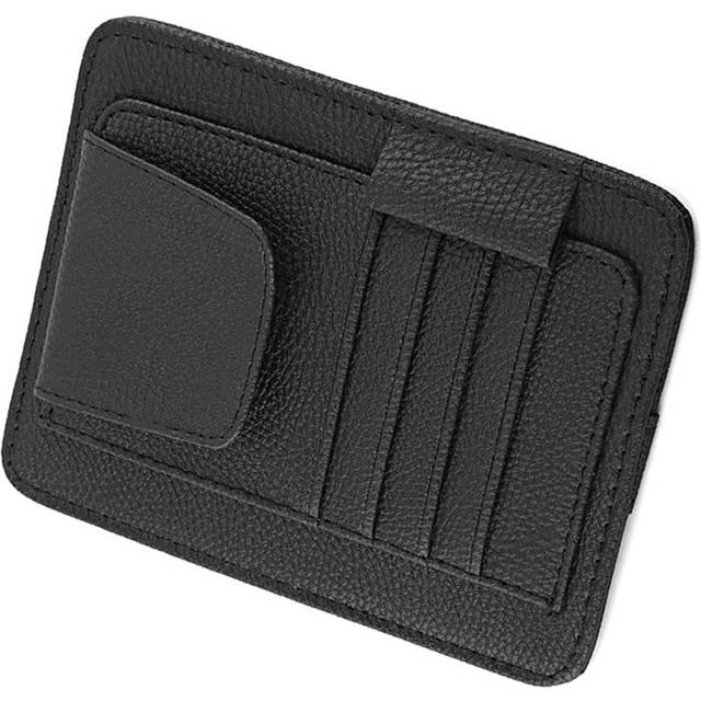 Auto Car Sun Visor Organizer Pouch Bag Card Storage Glasses Holder Clip Black svart