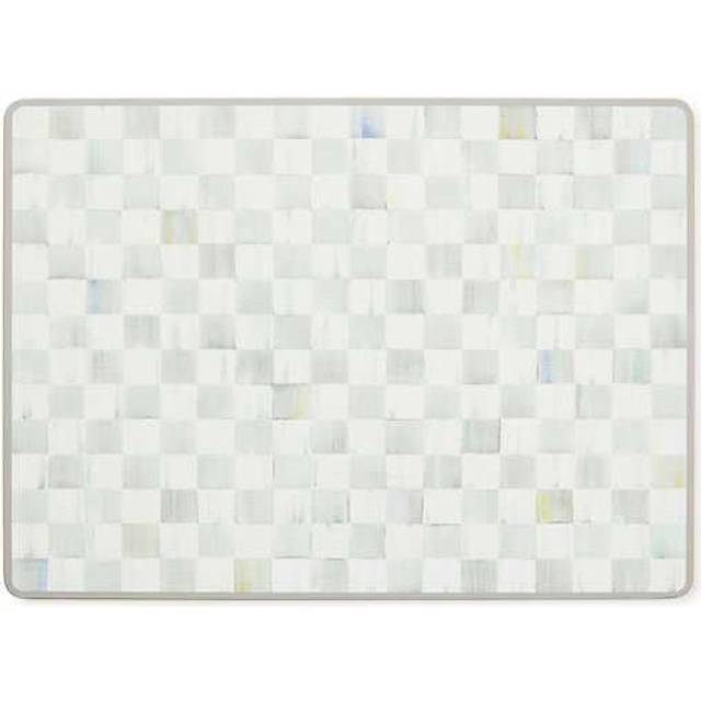 MACKENZIE-CHILDS Cork-Back Placemats  Hard-Finish Washable Table Mats  Set of 4  Gray-and-White Sterling Check
