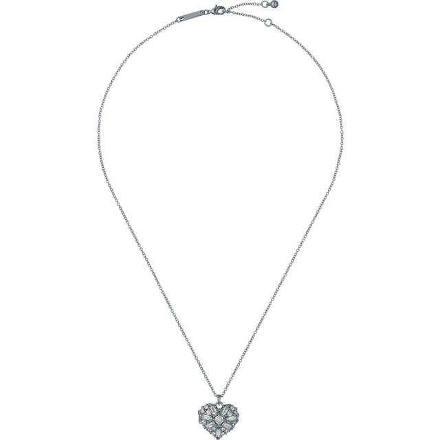 Ted Baker Silver Cherish Crystal Cluster Heart Locket Necklace - Silver - 44cm