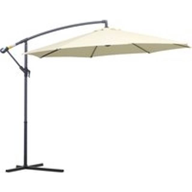 3 m Parasol Garden Sun Umbrella Banana Hanging Rattan Set Umbrella Cantilever - Cream white