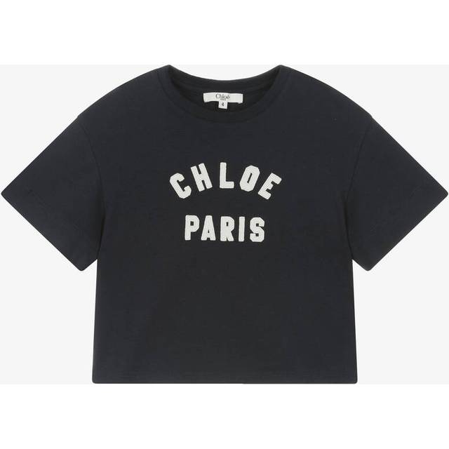 Chloé Girls Navy Blue Cotton T-Shirt - 5 year