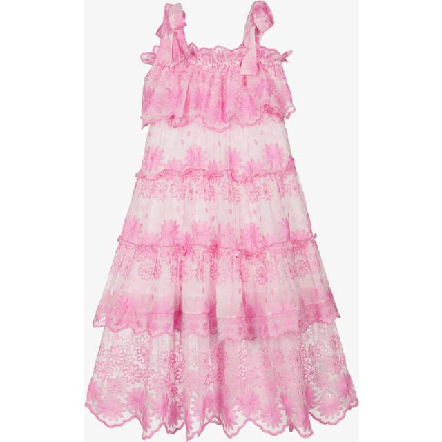 Marlo Kids Girls Pink Embroidered Maxi Dress - 7-8 year