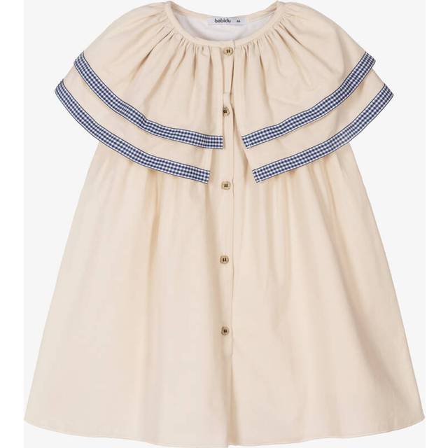 Babidu Girls Beige Cotton Collared Dress - 6 year
