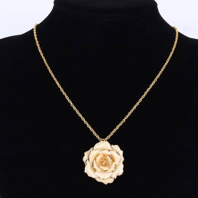 30mm Golden Necklace Chain with 24k Gold Dipped Pendant Gift For Women