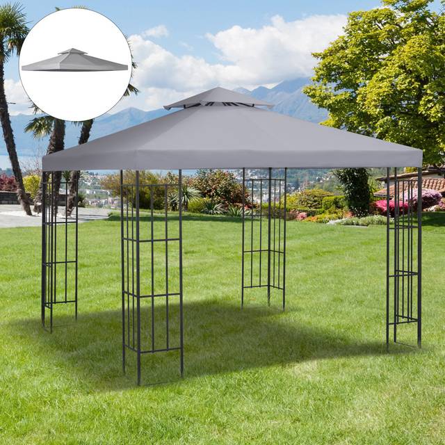 Outsunny 3 x 3m Light Grey Gazebo Canopy Replacement Cover