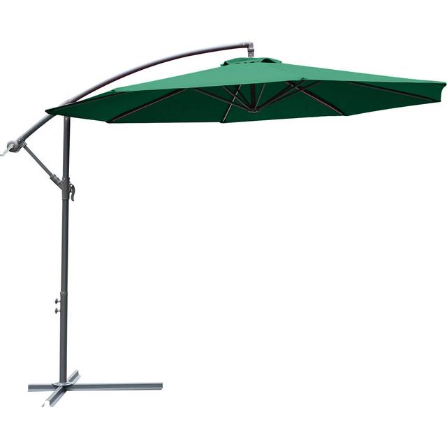 Outsunny Green Crank Handle Cantilever Parasol with Cross Base 3m