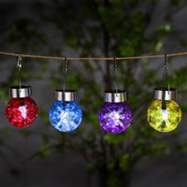 Floral Globe Solar Garden Lantern Decoration White LED - 12.5cm by Bright Garden