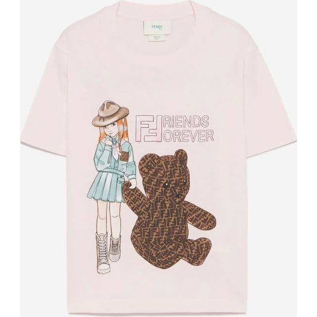 Fendi Girls Pink Cotton Bow Collar Dress - 4 year