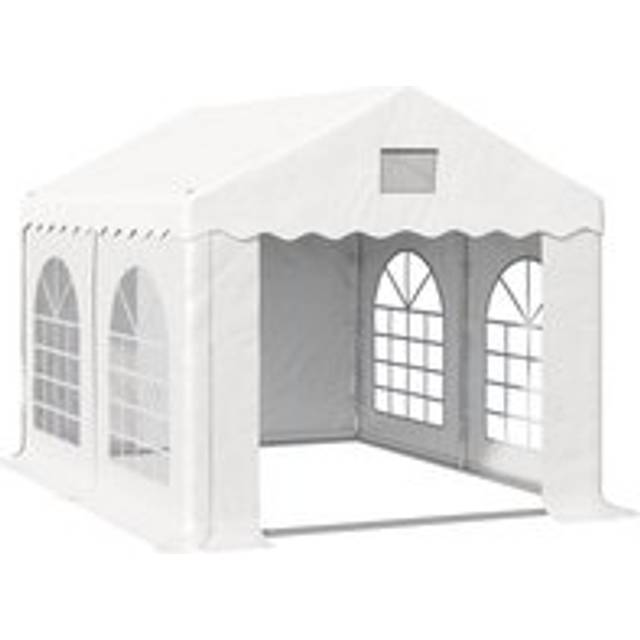 Outsunny 3 x 4 m Marquee Gazebo with Sides, Party Tent Canopy & Carport Shelter for Outdoor Event, Wedding, White
