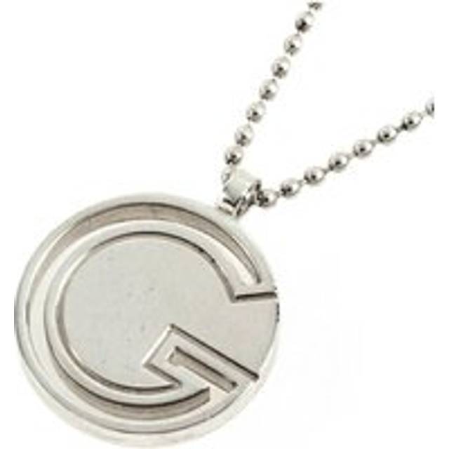 Preloved GG Logo Pendant Necklace Silver Ball Chain Unisex - Grey - One Size